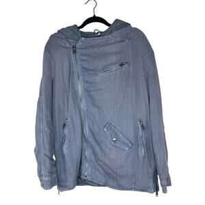 Free People Grunge Gray Double Layer 2-Fer Jacket Coat Snap Zip Pockets Size XS